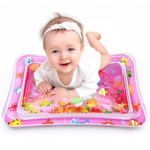 Yeeeasy Tummy Time Water Mat for Girl, Water Play Mat for Babies Inflatable Tummy Time Water Play Mat for Infants and Toddlers 3 to 12 Months Promote Development Toys Cute Baby, Pink