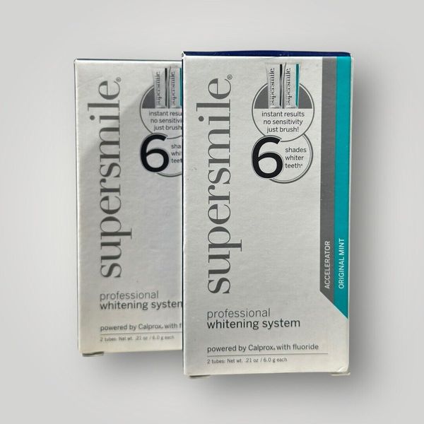 2 Supersmile Whitening System Toothpaste Accelerator & Original Mint .21 Oz Each