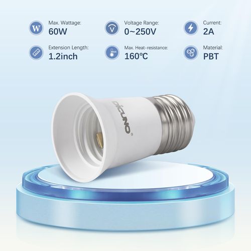 DiCUNO E26 to E26 3CM/1.2 Inch Socket Extender, E26 to E26 Lamp Bulb Socket Extension, Lamp Holder Adapter, 4-Pack