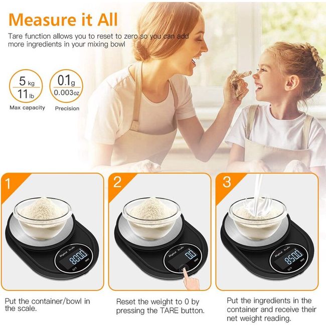0.1g Digital Kitchen Scale, Premium Stainless Steel Food Scales