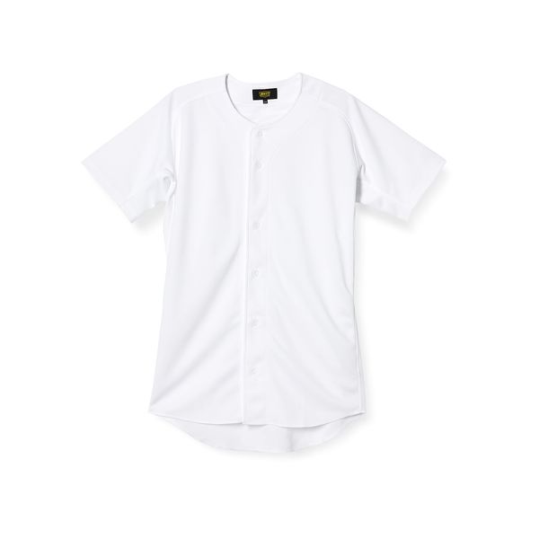 ZETT BU1281S Baseball Uniform Mecha Pan Knit Full Open Shirt, White (1100)