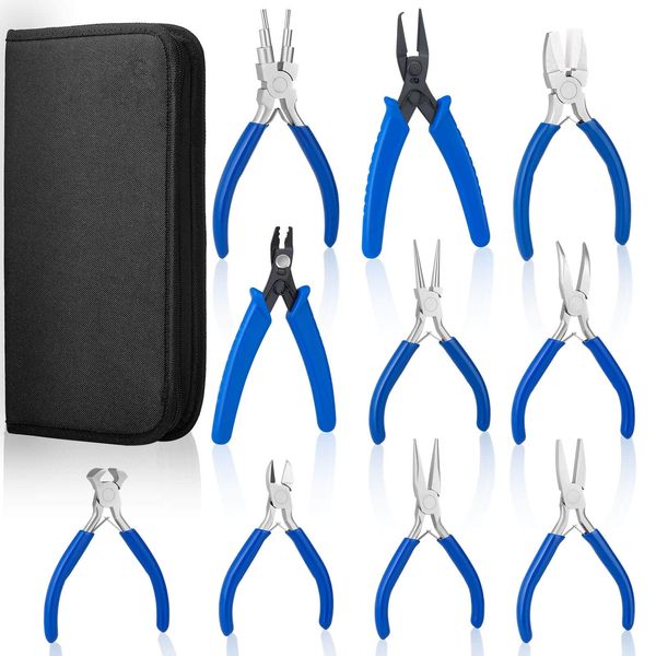 Shynek Jewelry Pliers, Set of 10 Professional Jewelry Making Pliers Tools for Craft, Wire Wrapping