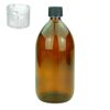 Devitre Brown Glass Bottle 1000 ml with Lid Measuring Cup and Label
