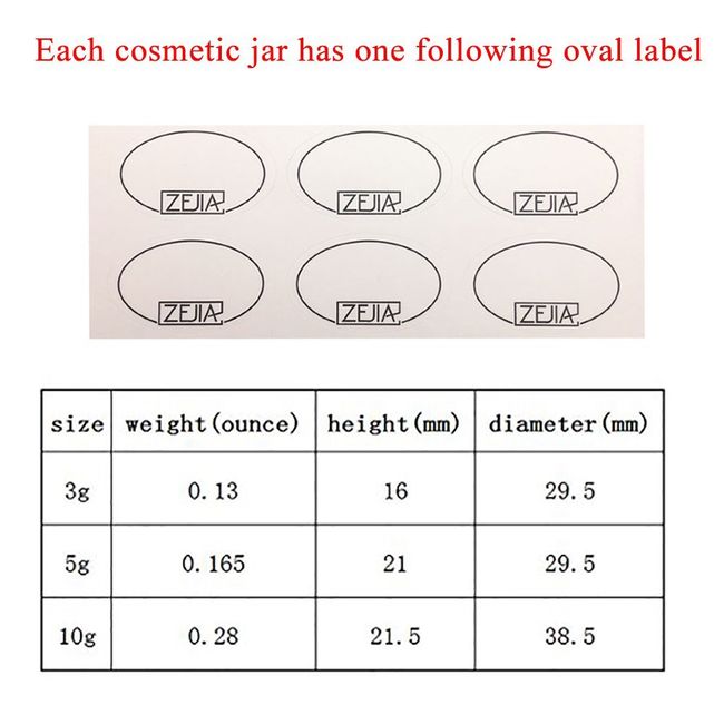 ZEJIA Tiny Sample Containers 3 Gram Sample Jars 100pcs Makeup Sample Containers with Lids