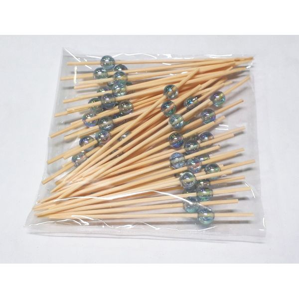 Bamboo Bamboo Skewers Bead Picks (Blue) 2.8 inches (7 cm), 50 Pieces 9487