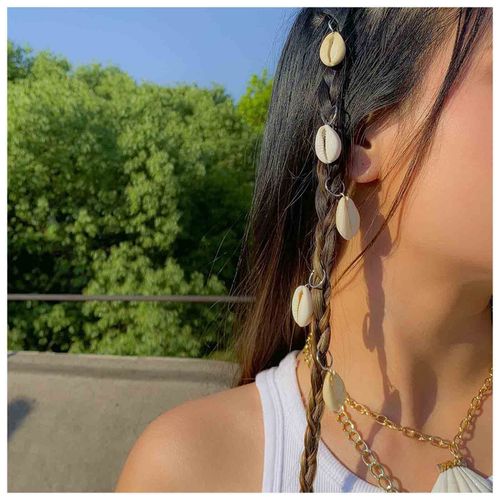 Yheakne Boho Tribal Circle Hair Ring Set Boho Braid Rings Dreadlock Dirty Braid Hair Loops Clips Silver Hair Braid Hair Clip Rings Decoration African for Women and Girls (Silver Shell)