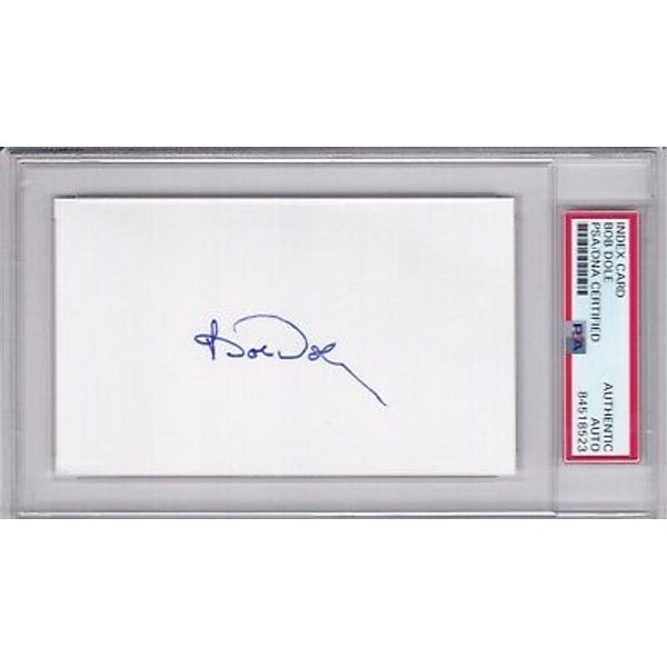 SENATOR BOB DOLE PSA DNA CERTIFIED AUTOGRAPHED SIGNED INDEX CARD