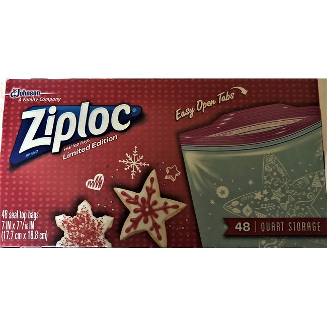 Ziploc Easy Open, Storage 1 Quart 48 Count Grip N Seal Technology Bags