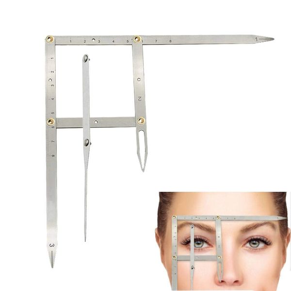 ANGGREK Microblading Caliper Ratio Eyebrow Measure Ruler Permanent Makeup Stencil Measuring Tool Three-point Positioning Balance Ruler Stainless Steel