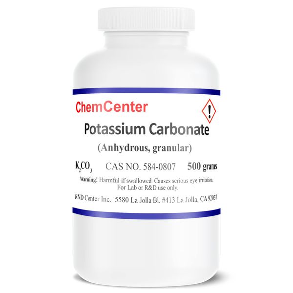 Potassium Carbonate, Reagent, Dense Granular, 99% min., 500 Grams