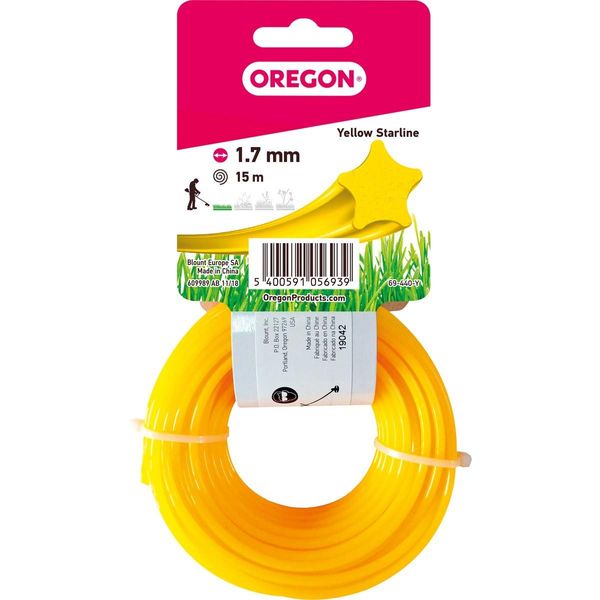 Oregon Yellow Star Shaped Strimmer Line Wire for Grass Trimmers and Brushcutters, Five Cutting Edges for Clean Finish, Professional Grade Nylon, Fits All Standard Strimmers, 2mm-15m (‎69-446-Y)