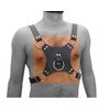 Men's Chest Harness Real Leather Black with Ring Plate SM