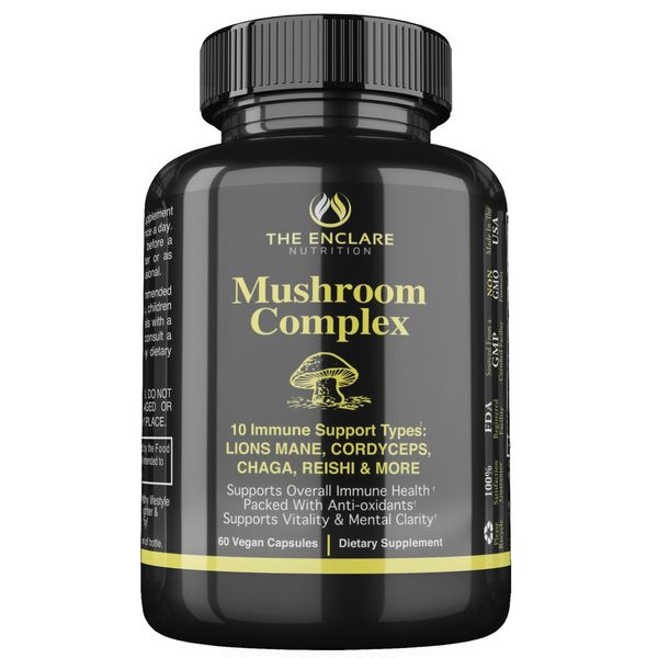 Mushroom Complex Supplement Capsules 10 Mushrooms for Brain, Energy, Immunity