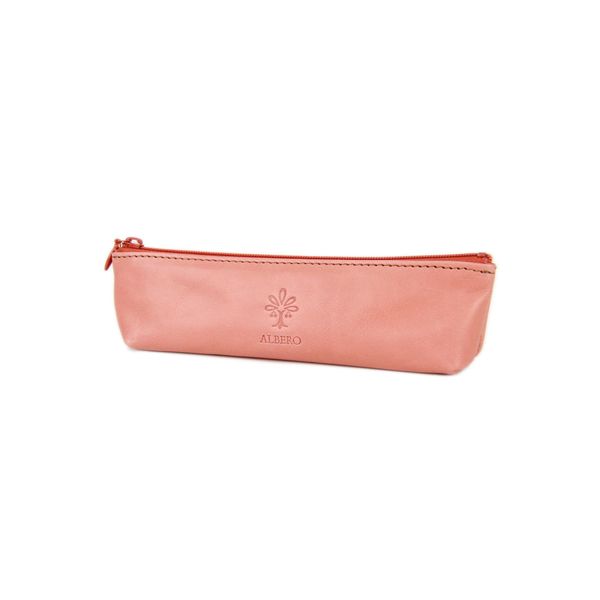 Albero AL-907 Pen Case, Genuine Leather, Compact - pink