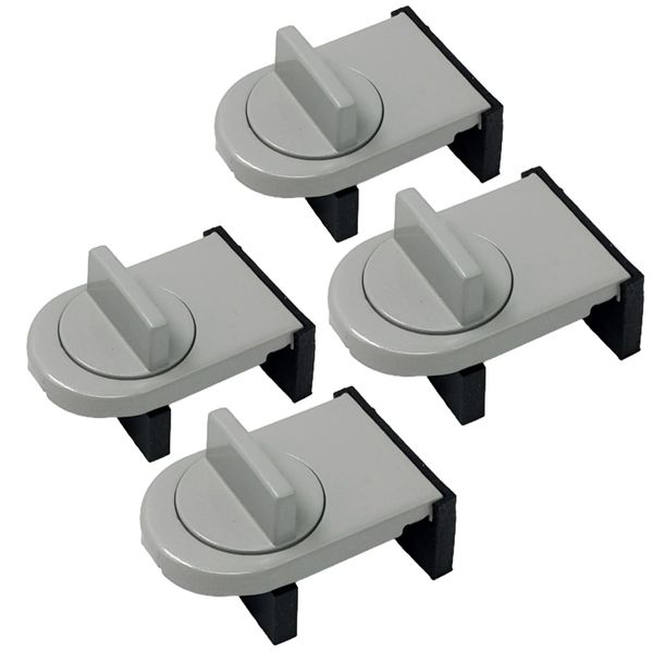 (TUISKU) Window Lock Sash Stopper Set of 4 Auxiliary Lock Veranda Window Key Security Silver (Silver)