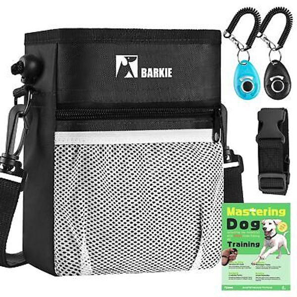 Dog Treat Pouch and 2 Pet Training Clickers with Dog Positive Reinforcement T...