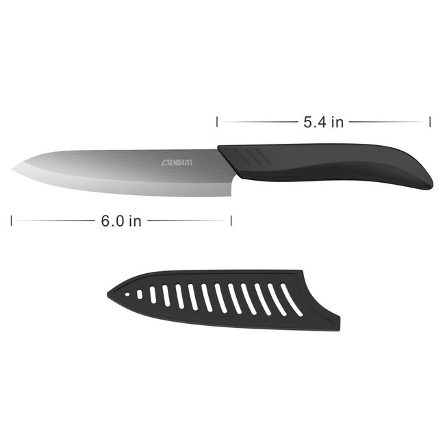 Ceramic knife Ultra Sharp 6 Ceramic Chef's knife with Sheath Cover,Black  Blade