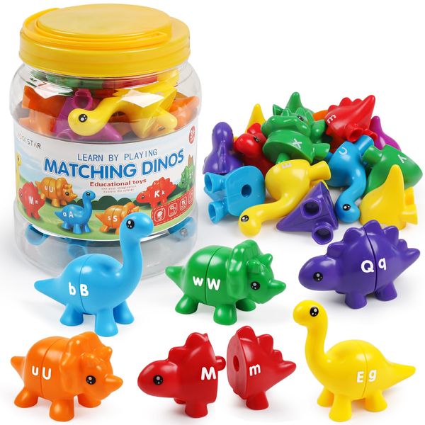 kizh Matching Dinosaur Toys,Double-Sided Alphabet Learning Toy,Fine Motor Toys,ABC Alphabet Letters Uppercase Lowercase Letters Sorting Matching Game for Toddler Boys Girls