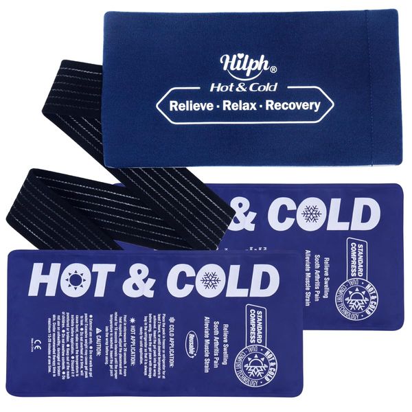 Hilph Ice Packs for Injuries Reusable(2 Gel Pack 1 Wrap), Flexible Hot Cold Compress Wrap Around Gel Ice Pack for Knees, Back, Ankle, Arms and Legs Injuies, Swelling, Pain Relief Faster Recovery