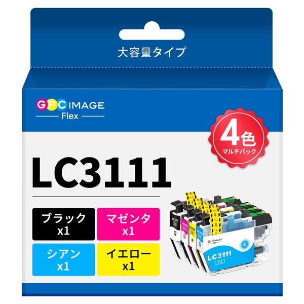 GPC Image Flex Brother Ink lc3111 4 Color Set LC3111-4PK LC3111 Compatible with Genuine Brother Ink Cartridge LC3111 LC3111BK Printer Ink J572N J577N J582N J978N J998DN J973N J982N J987 N Ink