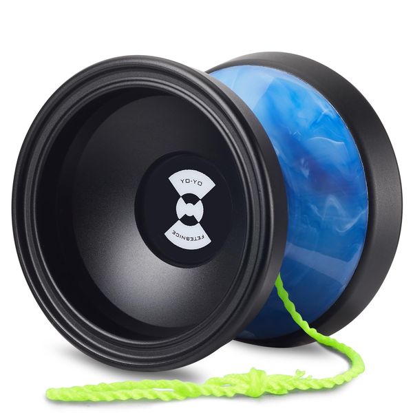 FETESNICE Yoyo Professional, Unresponsive Yoyos for Kids Adults, Metal and Plastic Trick Yo-Yo with Bag + Glove + 10 Replacement Yoyos Strings(Dark Blue)