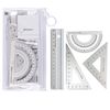 Metal Architects Scale Ruler Set- Rodmaie 4 PCS Technical Drawing set, Math Geometry Tool, Protractor, Triangular, Architect Ruler Set for Student (Sliver)