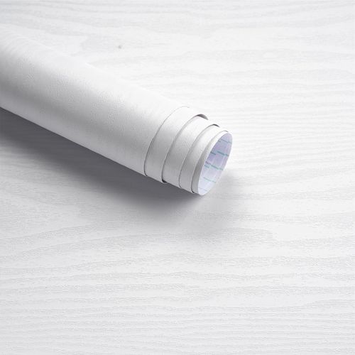 Orainege Peel and Stick Wallpaper Wood Contact Paper 17.7inx118.1in Self Adhesive Wood Grain Wallpaper for Cabinets Kitchen Countertops Furniture Waterproof Removable Easy to Clean,White