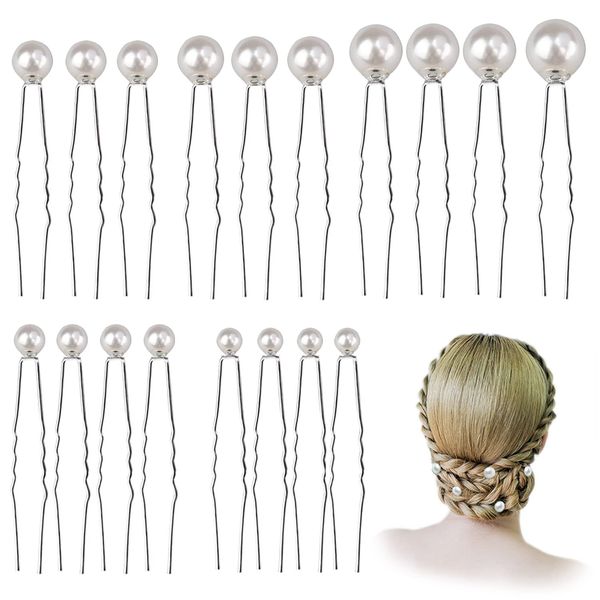 iTYOOS 18 Pcs Wedding Pearl Hair Pins Set,Crystal Rhinestone & Pearl Flower Hair Pins,U Shaped Flower Pins Hair Clips For Brides,Bridesmaids,Girls Hair Style Prom Party,Accessory For Everyday Wear