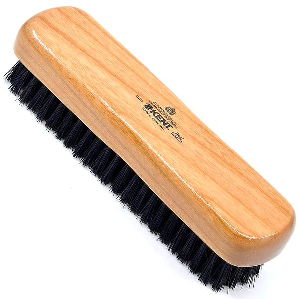 Kent CC20 Double-Sided Clothes Brush Boar Bristles Lint Remover. Firm for Dust and Dirt, Soft for Gentle Brushing for Keeping Fabrics Free from Fibres, Fluff and Pet Hair. Cherrywood. Made in England