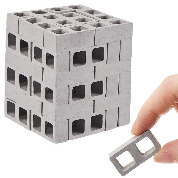 Civaner 50 Packs Miniature 1/12 Scale Mini Bricks Concrete Tiny Dollhouse Accessories for Christmas Kitchen Garden Landscaping Model Architect Buildings DIY Construction Office Desk Toys Supplies