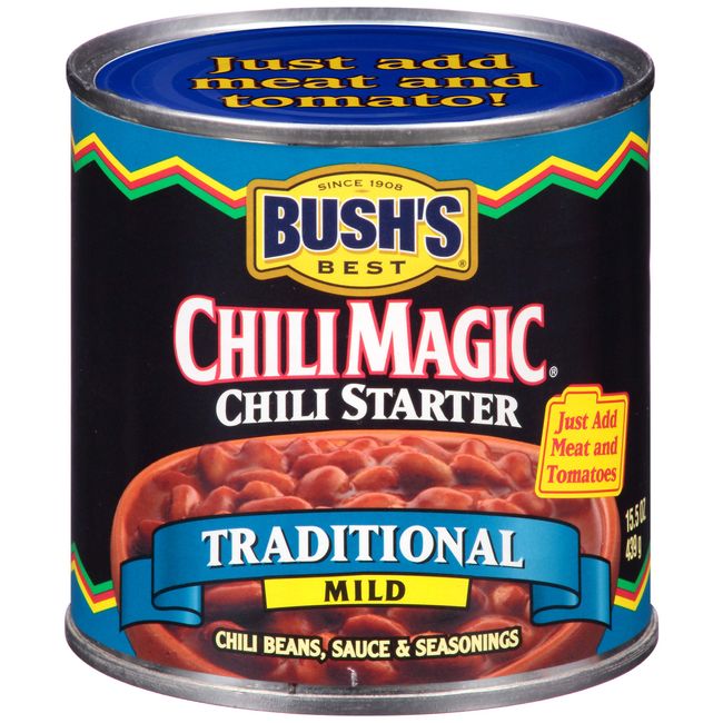 BUSH'S BEST Canned Chili Magic Chili Beans Starter Traditional Recipe (Pack  of 12), Source of Plant Based Protein and Fiber, Low Fat, Gluten Free