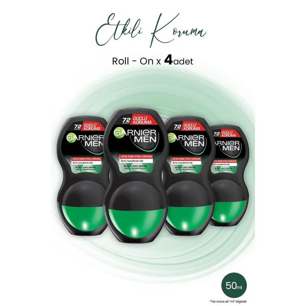 Men Güçlü Koruma Erkek Roll On Deodorant 50 ml X 4 Adet