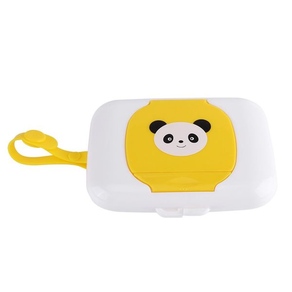 Zerodis Baby Outdoor Portable Wet Tissue Dispenser Case Infant Reusable Stroller Pram Wet Wipes Box Convenient Tissue Case For Travel(White + Yellow)