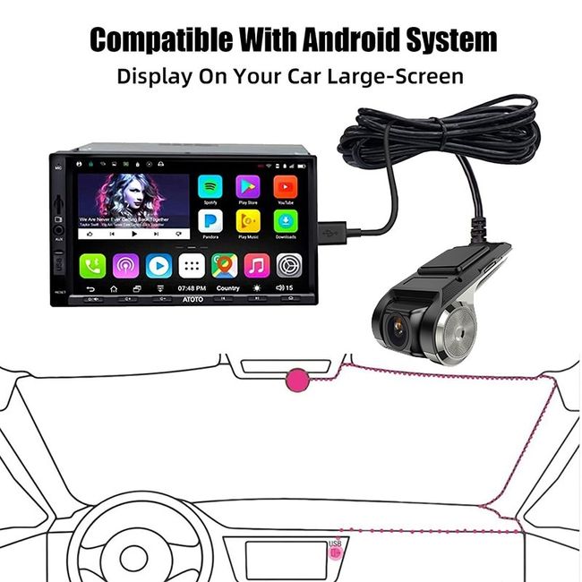 Car Dash Cam Wifi USB 2 In 1 1080P 170 Degree Wide Angle Dash