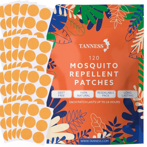 Tanness Mosquito Patches (x120) – Natural Insect Repellent, Designed to Repel All Types of Mosquito, Midge & Insects - The Mosquito Repellent Patches Offer 24 Hours Protection (2880 Hours per Pack)!