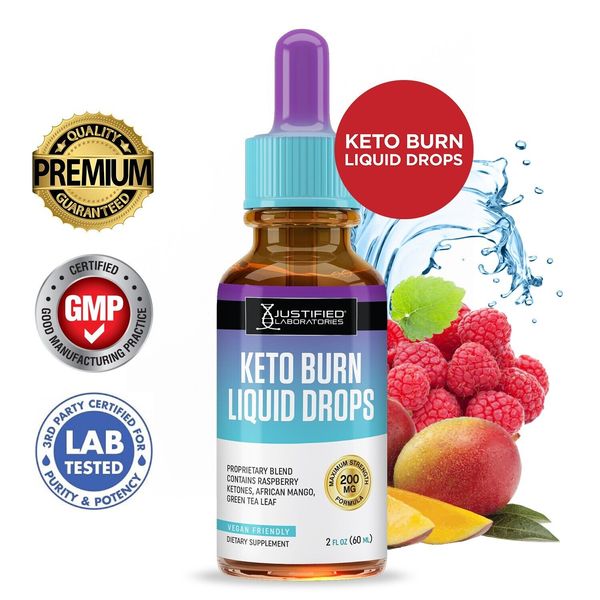 Keto Burn Liquid Keto Drops Proprietary Blend of Raspberry Ketones 1 Bottle