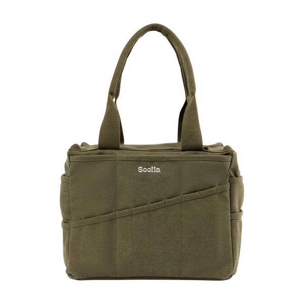 Soolla Studio Bag: Art Supply Storage Organizer & Pottery Tool Bag, Washable Craft Tote, Knitting Yarn Bag, Crochet Project Bag, 30 Pockets, 15+ Canvas Colors Artist Bag for Adults (Deep Forest Green)
