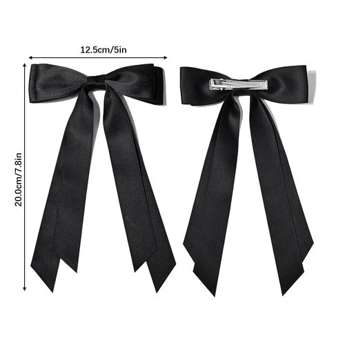 AYNKH 3PCS Big Bow Hair Clips, Silky Satin Ribbon Ponytail Holder Accessories French Barrette, Solid Color Simple Fastener for Women Girls Teens