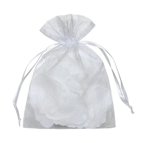 YunKo 50pcs Organza Bags 6x9 Inches Drawstring Gift Bags Mesh Gift Bags White Sheer Organza Wedding Favor Bags