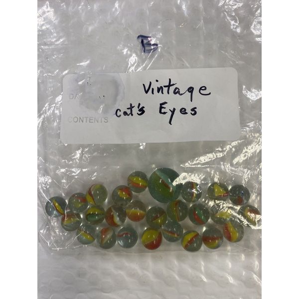 B Vintage Lot Of 26 Cats Eyes Marbles Toys Retro  Yellow Orange