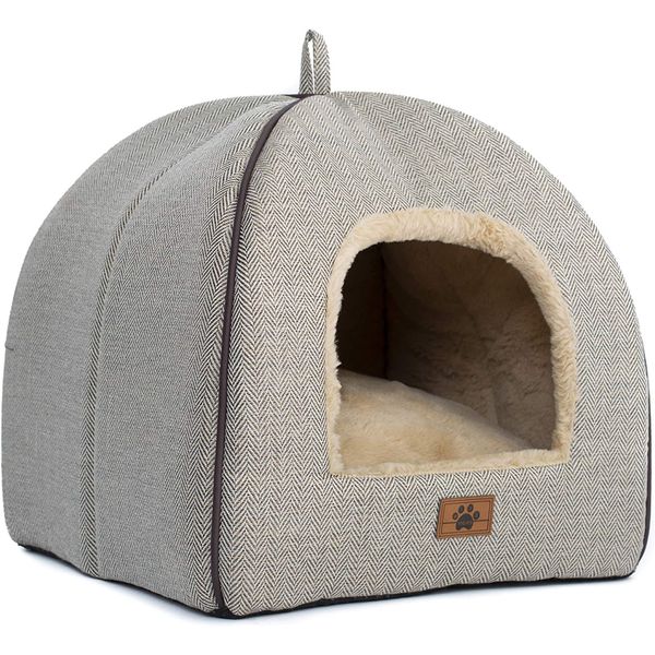 Cat Bed Cave House✅Tent with Washable Cushioned Pillow Self Warming S & M Pet