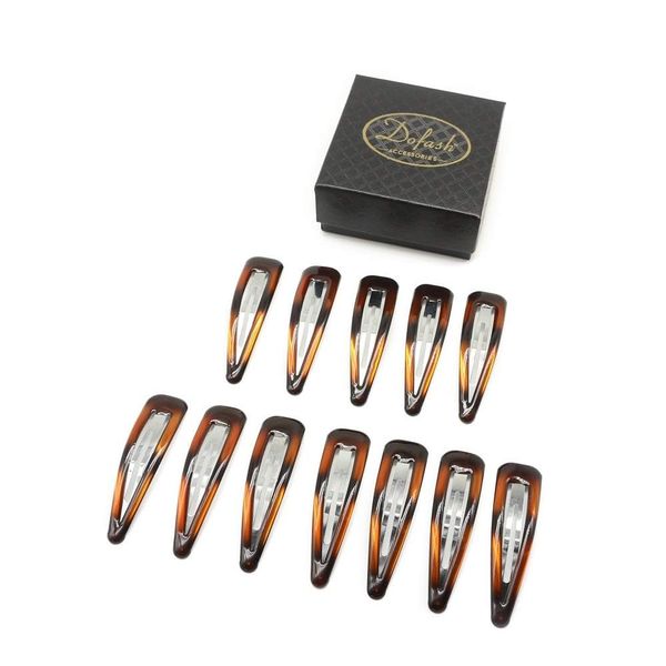 Dofash 7CM/2.76IN Snap Hair Clips Hair Grips Metal Tortoise Hair Clips For Women 12PCS (Tortoise)