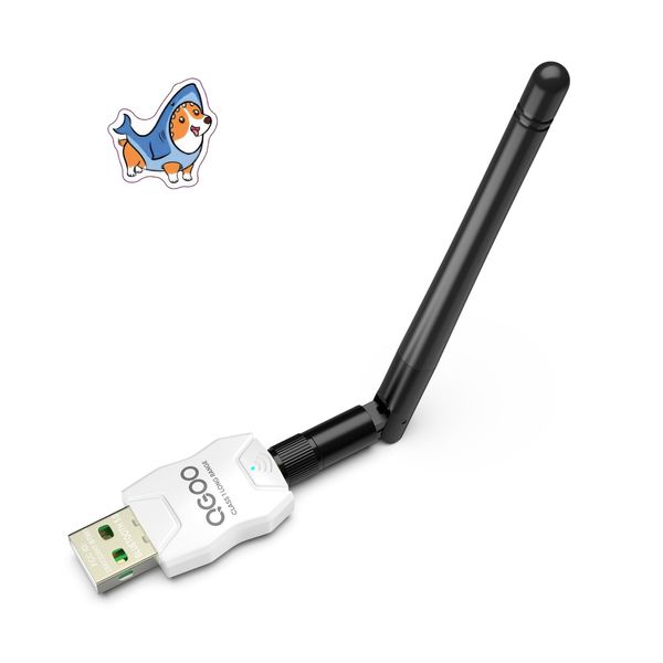 Class 1 Long Range Bluetooth Adapter for PC, QGOO USB Bluetooth Adapter for PC 5.3+EDR, Dongle Receiver Support Windows10/8.1/8/7（white-062）