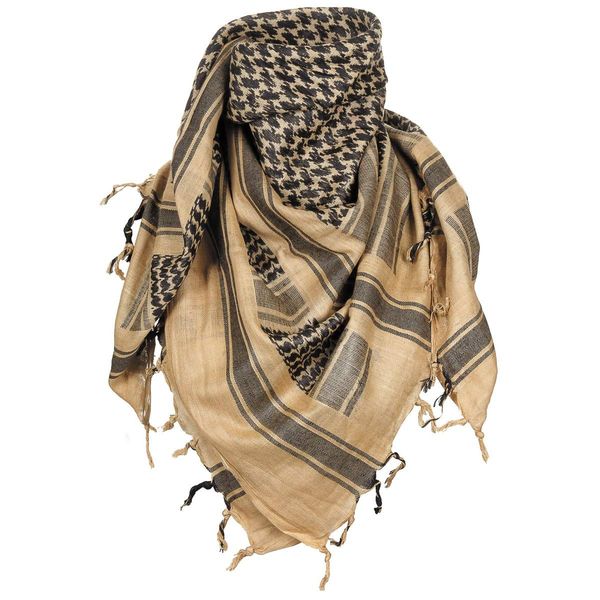 MFH PLO Halstuch mit Fransen Shemagh (Sand/Schwarz/115x110 cm)