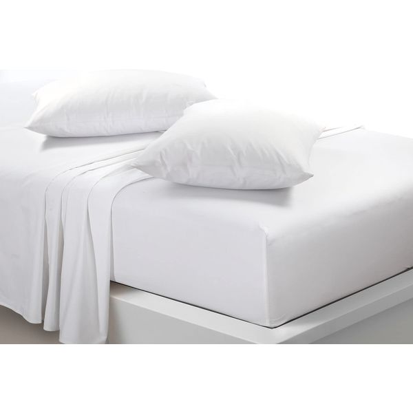 Extra Deep 40cm Fitted Sheets Easy Care Polycotton Cotton Rich Deep Fitted Bed Sheets (King, White)