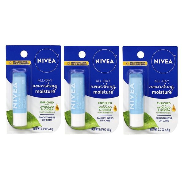 NIVEA Smoothness Lip Care, SPF 15, 0.17 oz, (Pack of 3)