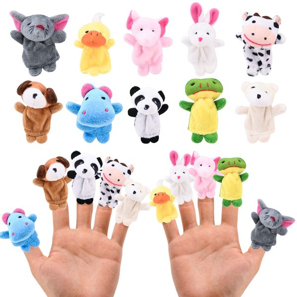 10 Pcs Animal Finger Puppet Cartoon Finger Puppets Set Cute Plush Animal Finger Doll Baby Storytime Props Soft Velvet Doll Hand Puppet Toys for Baby Infant Toddlers Educational Easter Party Supplies