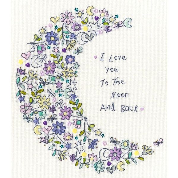 Bothy Threads Counted Cross Stitch Kit - Love You to The Moon