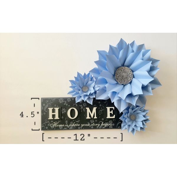 3D Paper Flower Wall Decor Set Of 3(Light Blue)