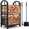tFireplace Tool Set Log Rack Iron Firewood Holder Lumber Storage Fire Accesso...